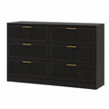 Czarna komoda z sześcioma szufladami z lakierowanego MDF 150x80x40cm