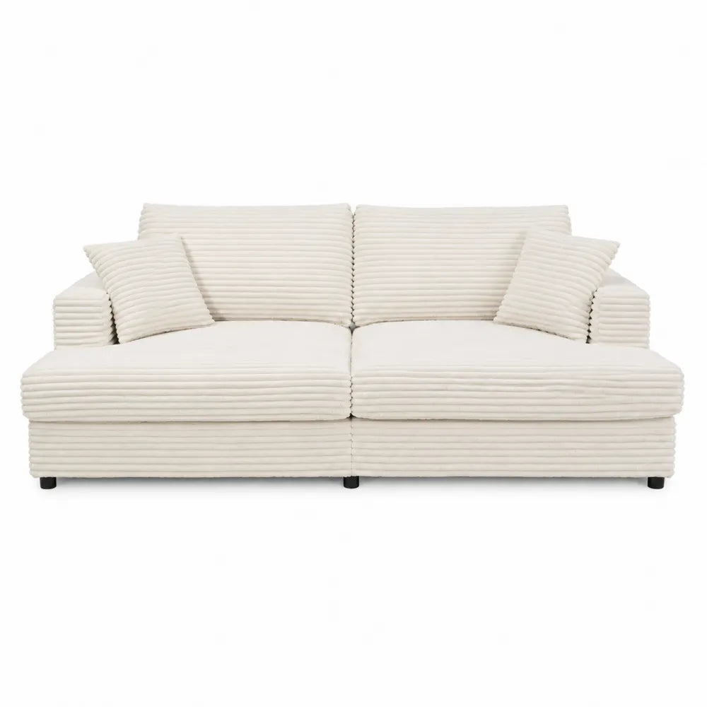 Sofa sztruksowa kremowa z poduszkami
