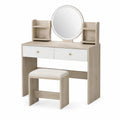 Toaletka z lustrem i taboretem MDF 80x40x140 cm