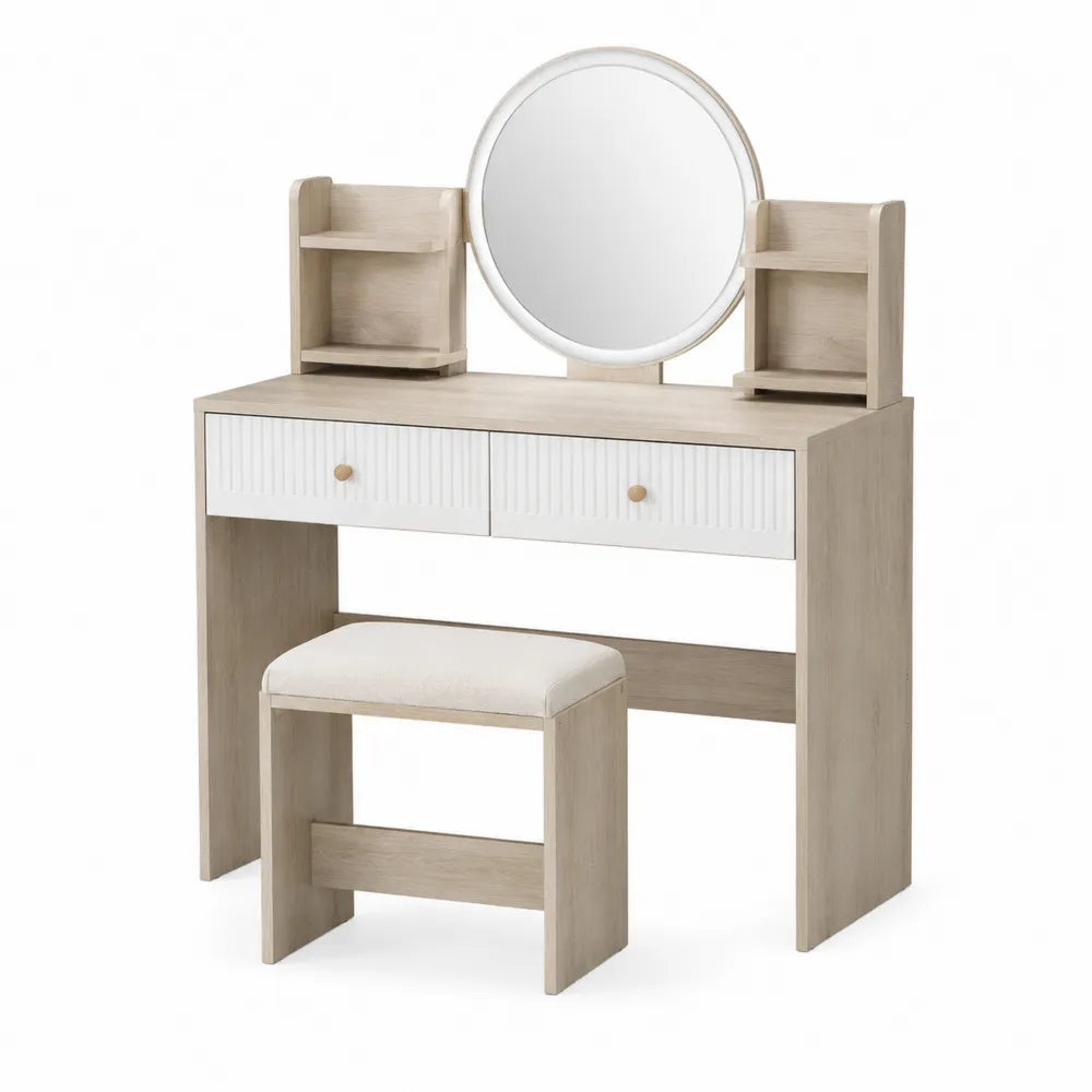 Toaletka z lustrem i taboretem MDF 80x40x140 cm