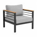 Fotel ogrodowy aluminiowy z drewnem teakowym i tkaniną 75x72x80 cm