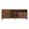 Szafka RTV z płyty MDF i metalu, orzech, 2 szuflady, 1 drzwi, 150x40x55 cm