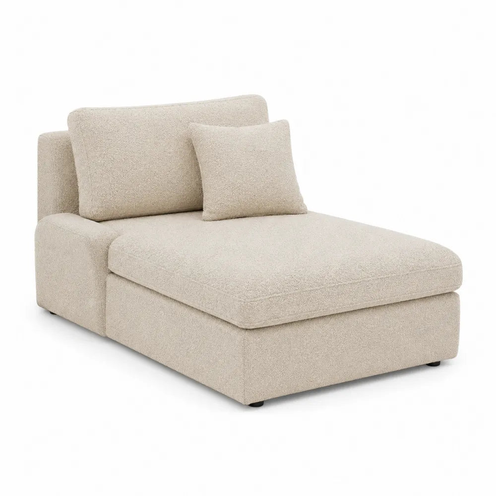 Sofa narożna z tkaniny bouclé beżowa 160x120 cm