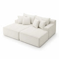 Modułowa sofa z tkaniny, 2-częściowy zestaw z poduszkami, Kremowy