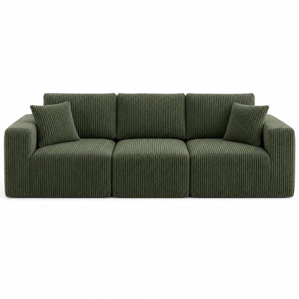 Sofa modułowa sztruks zielony 220x90x80 cm