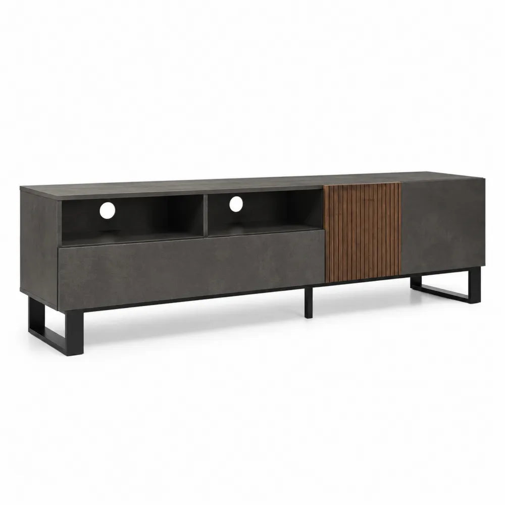 Szafka RTV z betonu i drewna 180x45x35 cm