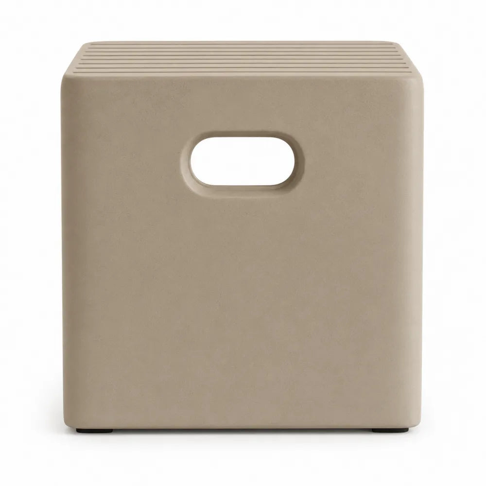 Stołek ogrodowy plastikowy polipropylenowy beżowy 30x30x30 cm