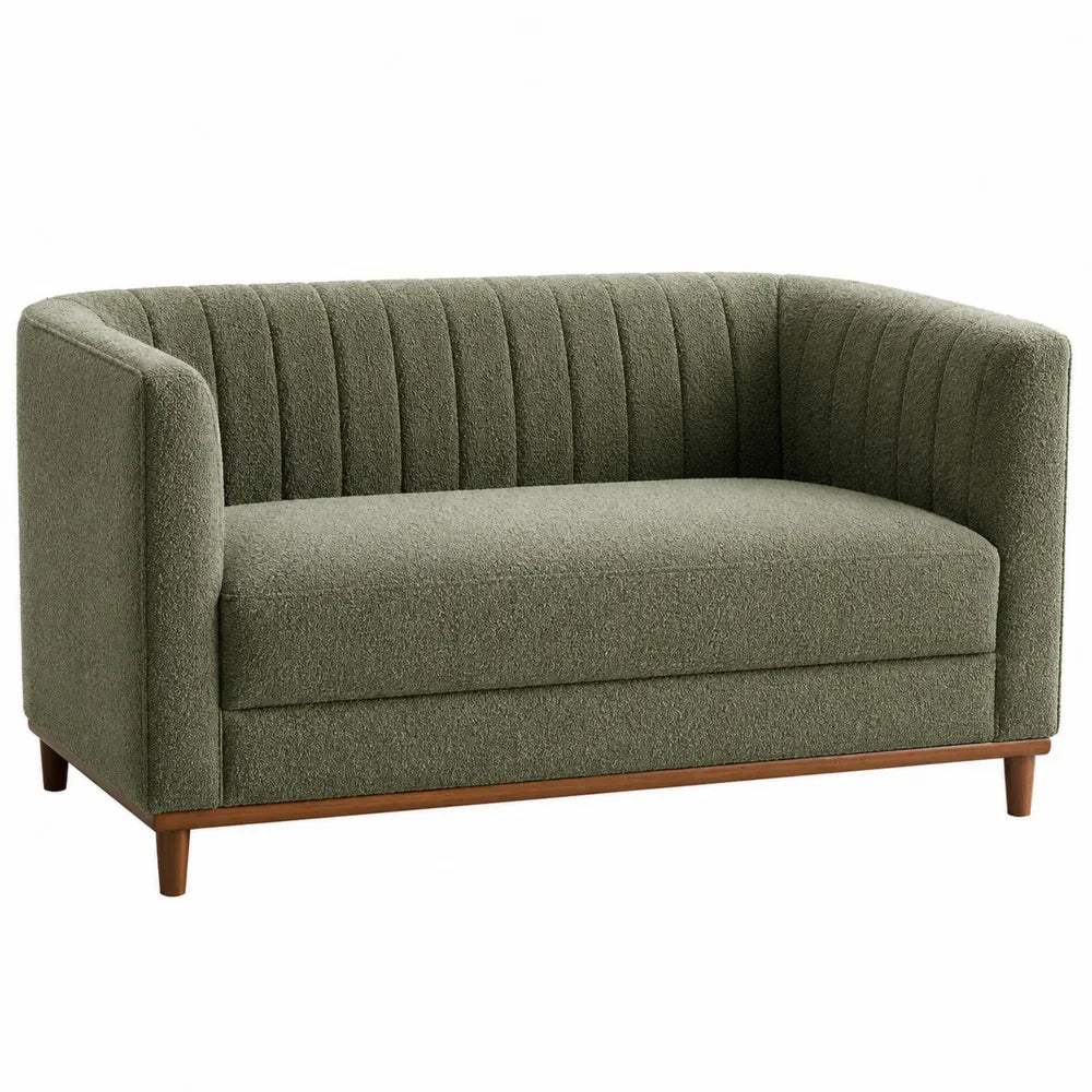 Sofa dwuosobowa z poliestru z drewnianymi nogami