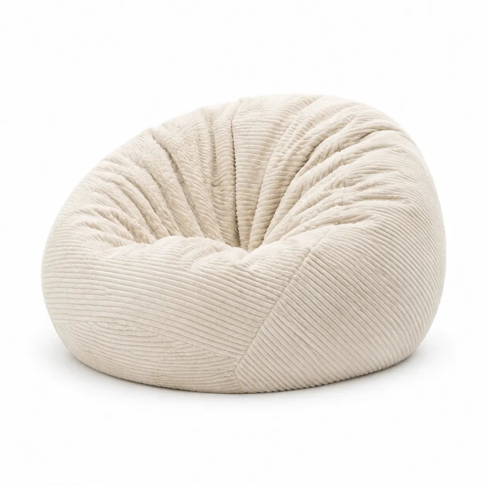 Fotel typu bean bag sztruksowy Beżowy 80x80x60 cm