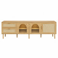 Drewniana szafka RTV z rattanu i drewna sosnowego 180x40x50 cm